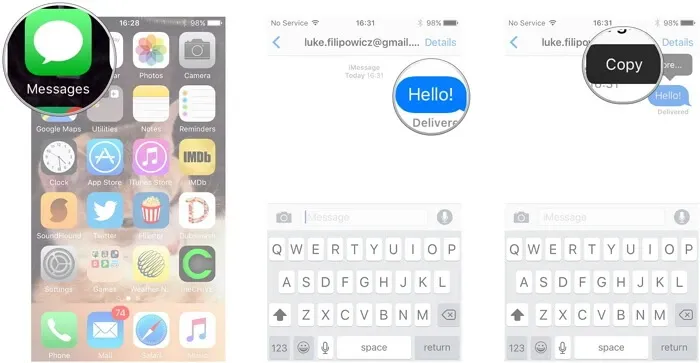 copy iphone messages