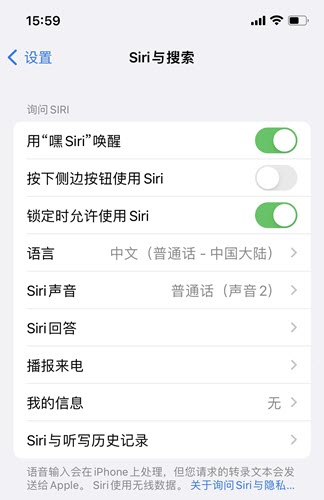 按下侧边按钮使用Siri