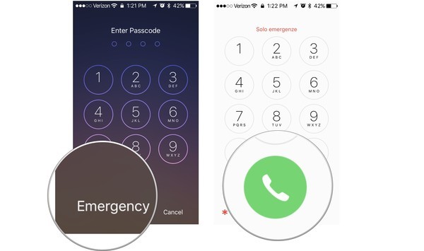 emergency call on lock screen iphone